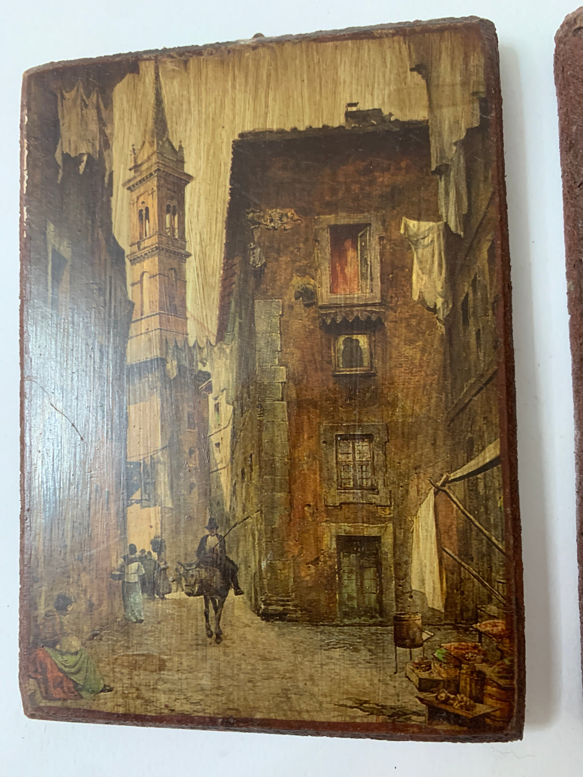 Lotto 4 quadretti vintage su legno – Scorci e vedute storiche (Roma / Italia)