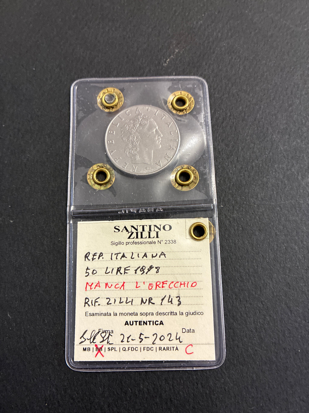 50 Lire 1978 Vulcano - Manca l'Orecchio - Periziata BB Zilli - Rif 143