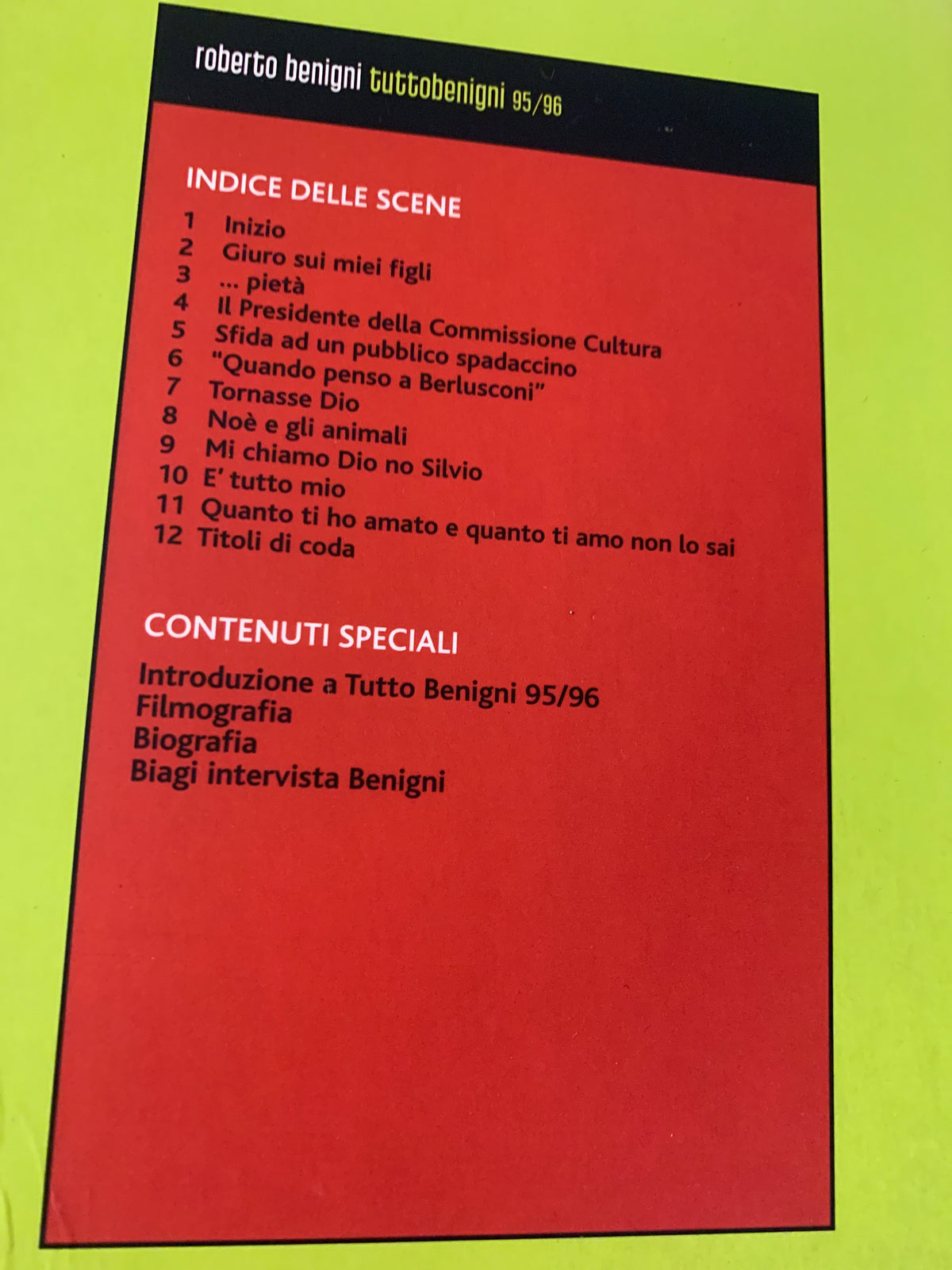 DVD "Tuttobenigni 95/96" – Roberto Benigni (Collana Comicollection)