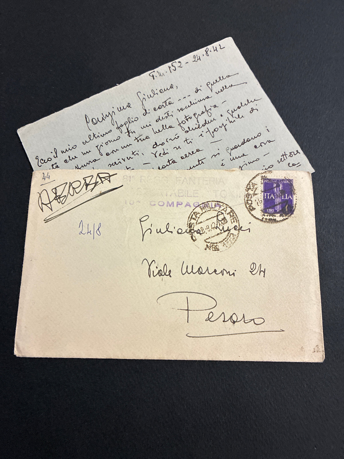1942, Posta Militare 152: Rarissima Lettera dal Fronte Russo sul Fiume Don con Disegno della Troika e Affrancatura da 1 Lira Sovrastampata P.M.