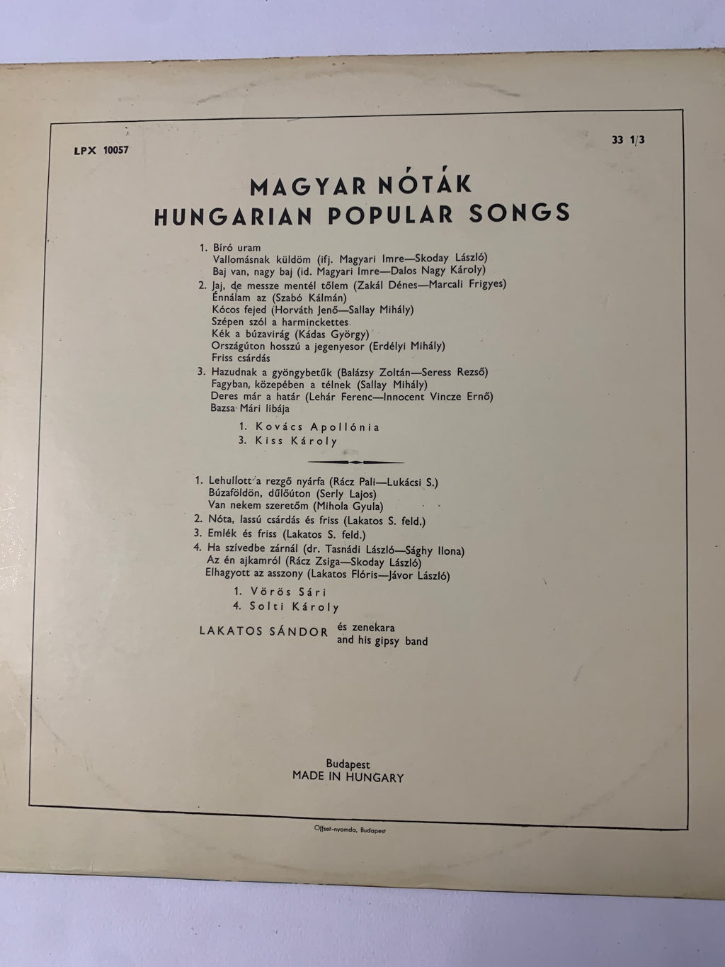 Magyar Nóták / Hungarian Popular Songs