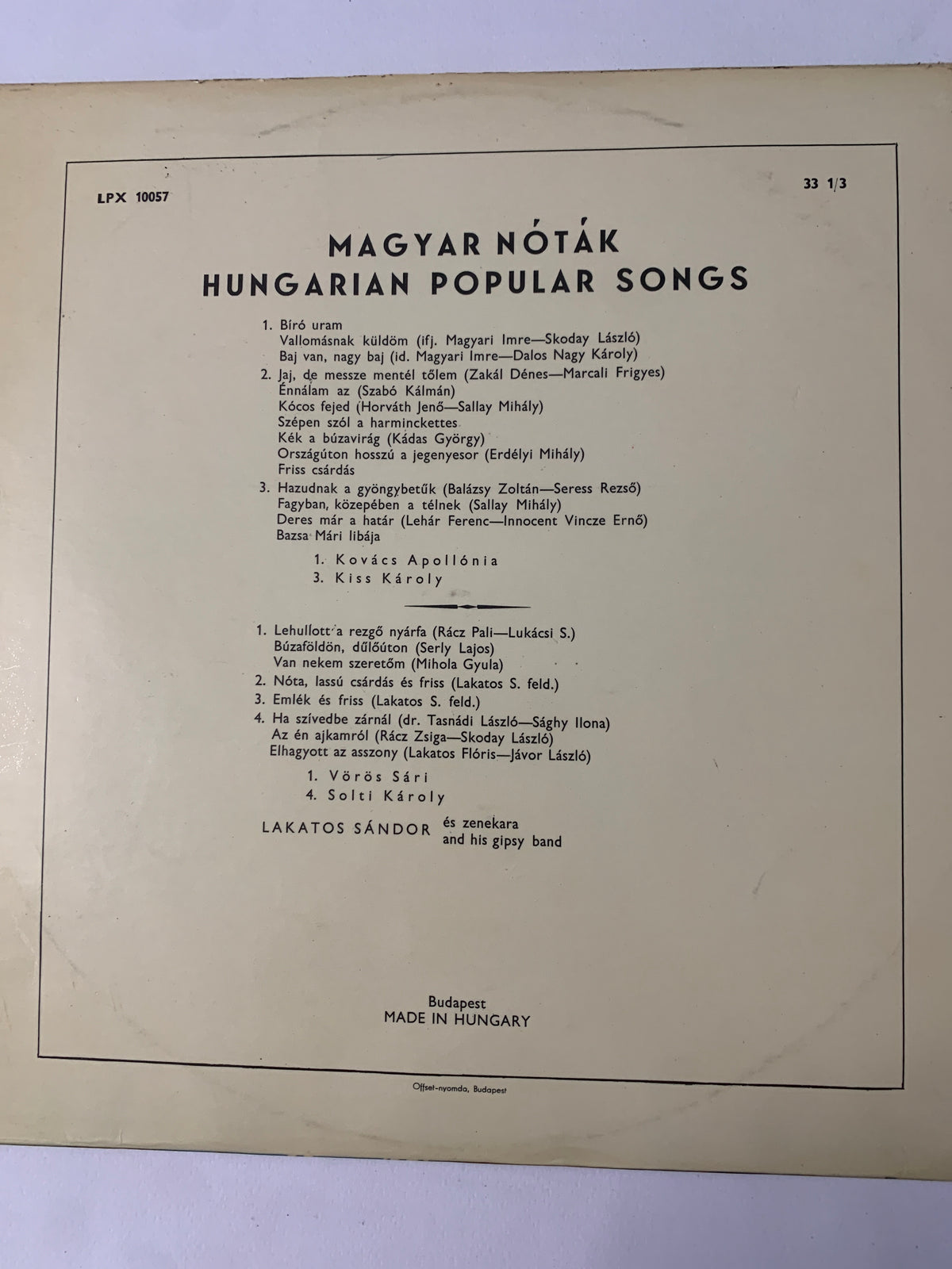 Magyar Nóták / Hungarian Popular Songs