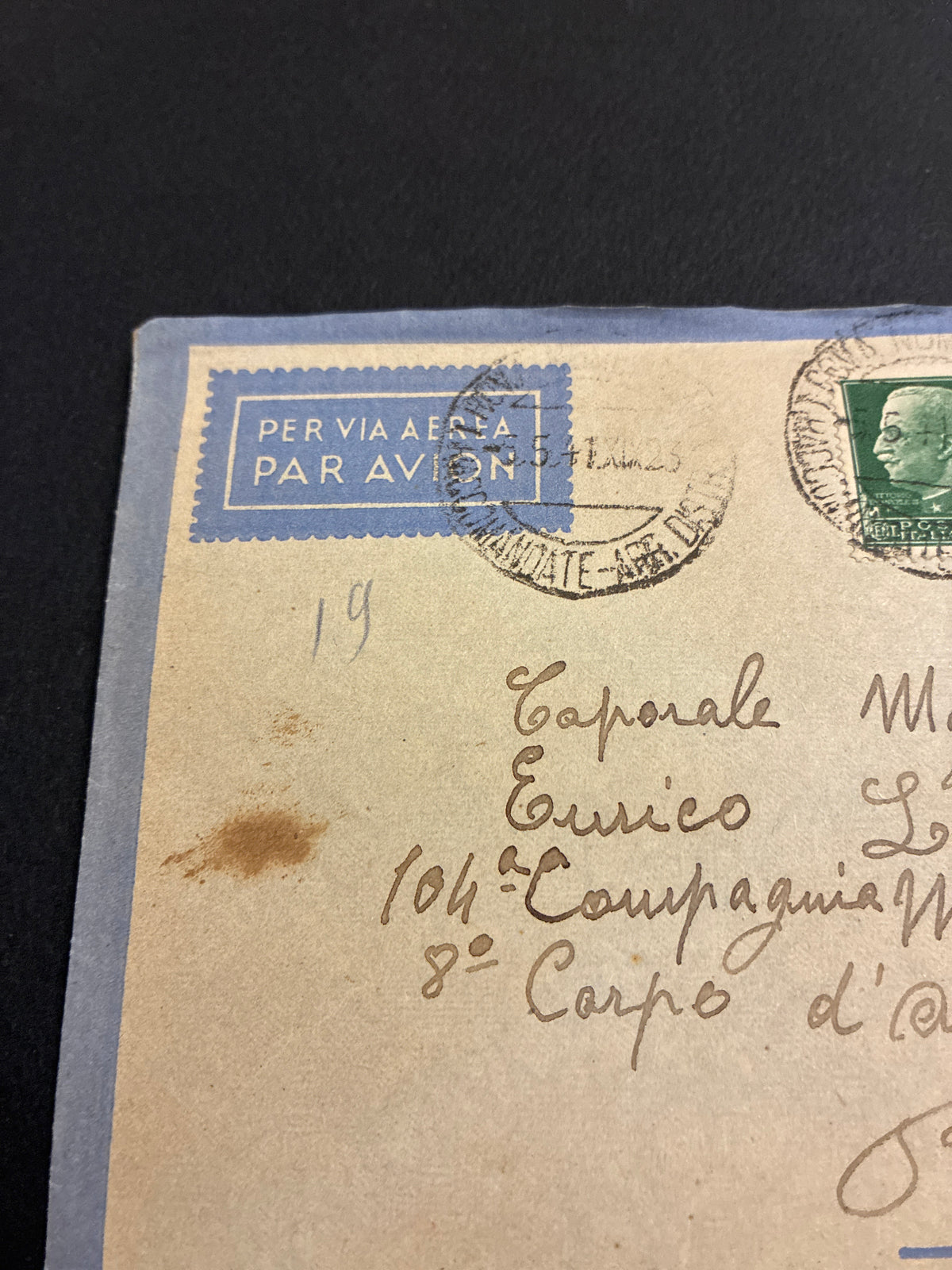 1941, Posta Militare 17A: Busta di Via Aerea Ala Littoria Completa della Lettera della Fidanzata da Roma per il Fronte Greco