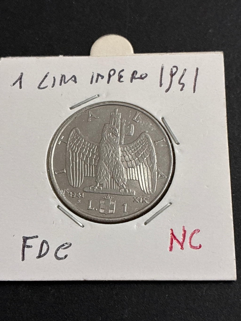1 lira 1941 Impero Moneta in Alta Conservazione Classificata Non Comune