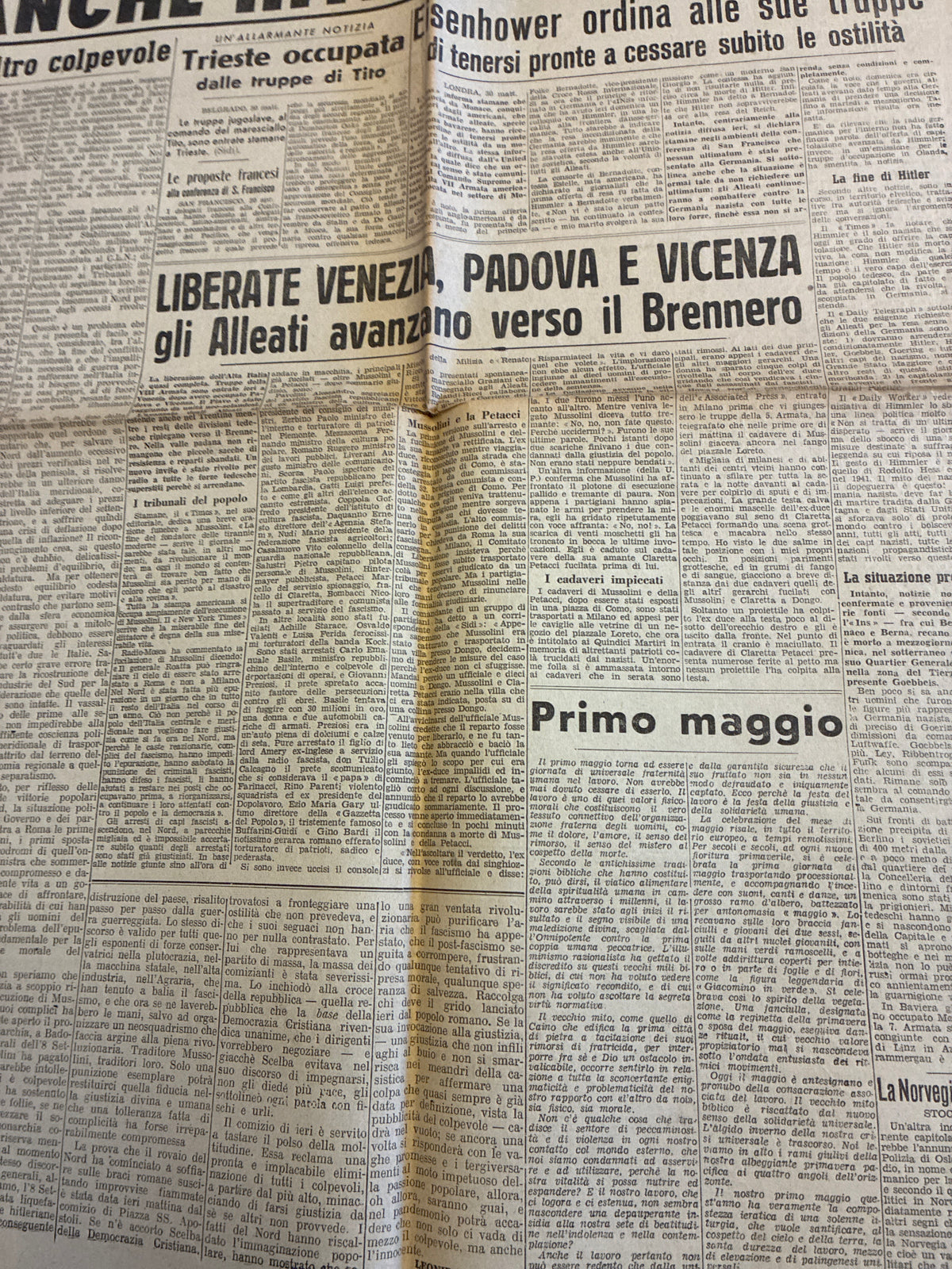 Rarissimo Quotidiano L'Epoca Originale 30 Aprile 1945 (Scoop Unico 24 Ore Prima Sulla Morte Di Hitler)