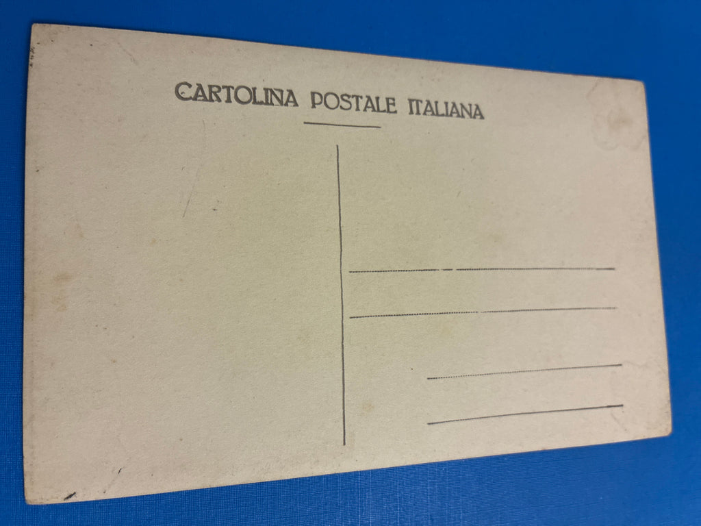 Cartolina postale italiana d'epoca coloniale del 1919 con veduta panoramica di Beni Ulid (Libia) e militare in divisa coloniale dell'epoca