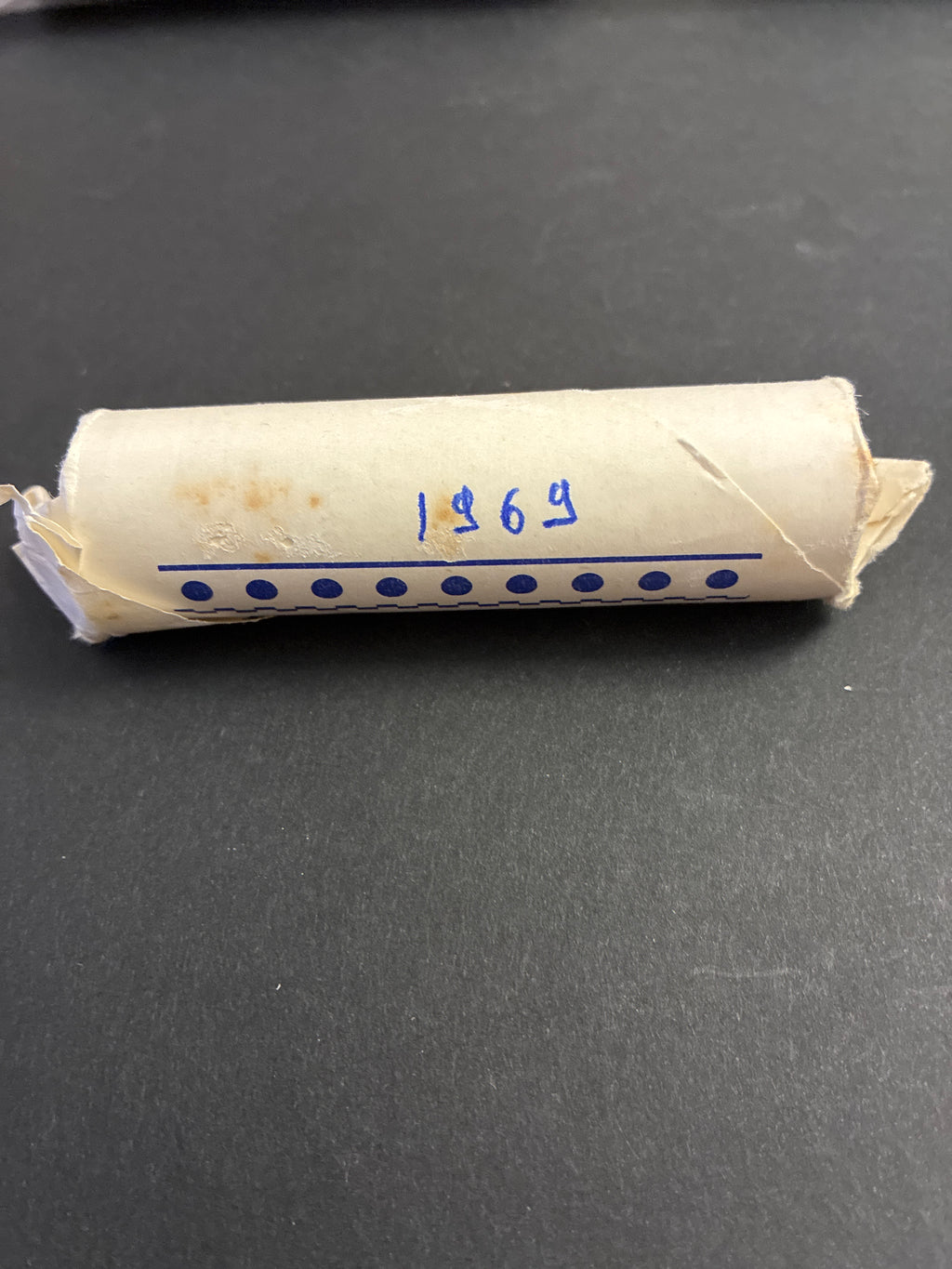 10 Lire Spighe 1969 Rotolino Cartaceo d'Epoca Fatto a Mano Monete da Verificare