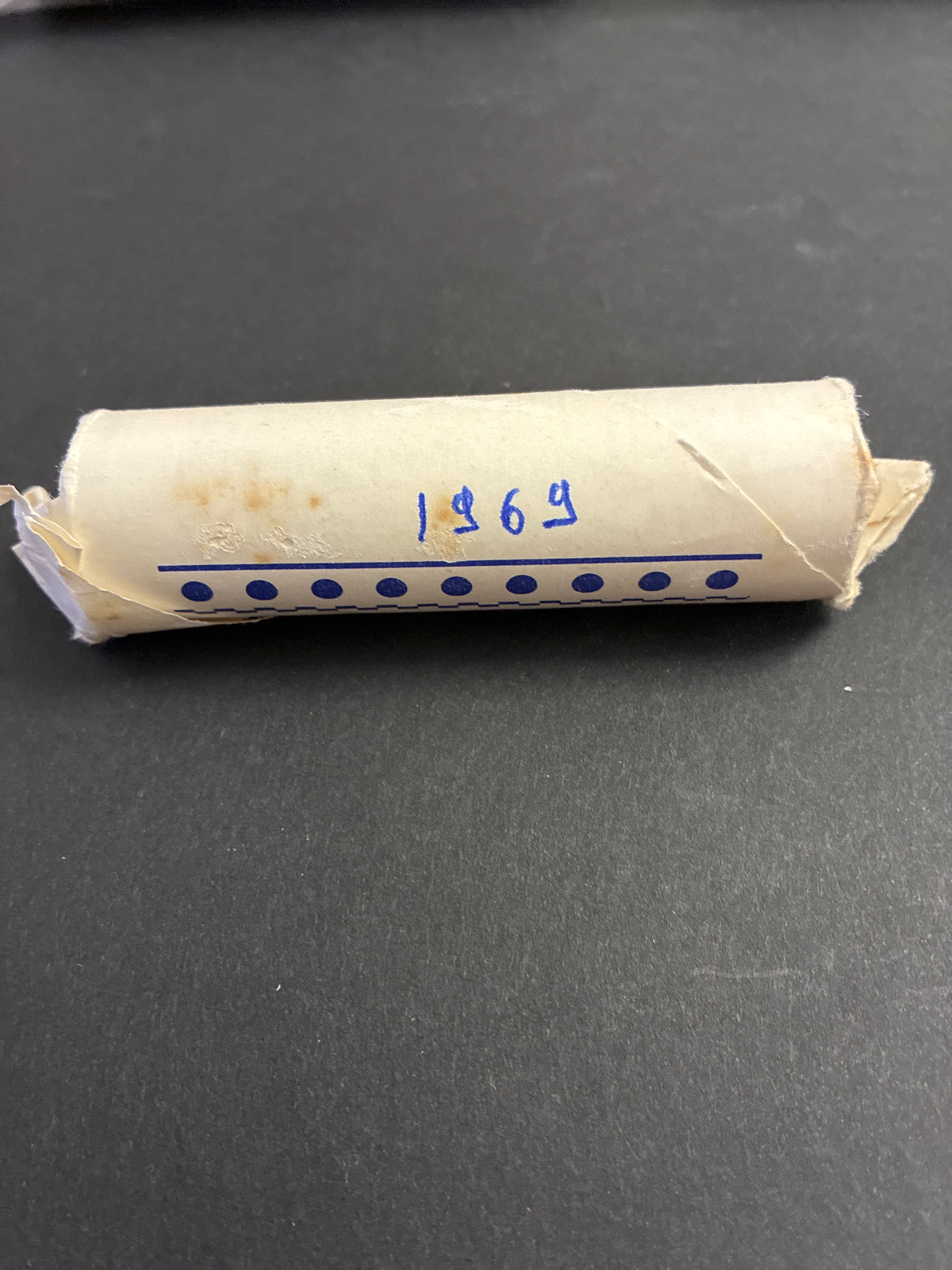 10 Lire Spighe 1969 Rotolino Cartaceo d'Epoca Fatto a Mano Monete da Verificare