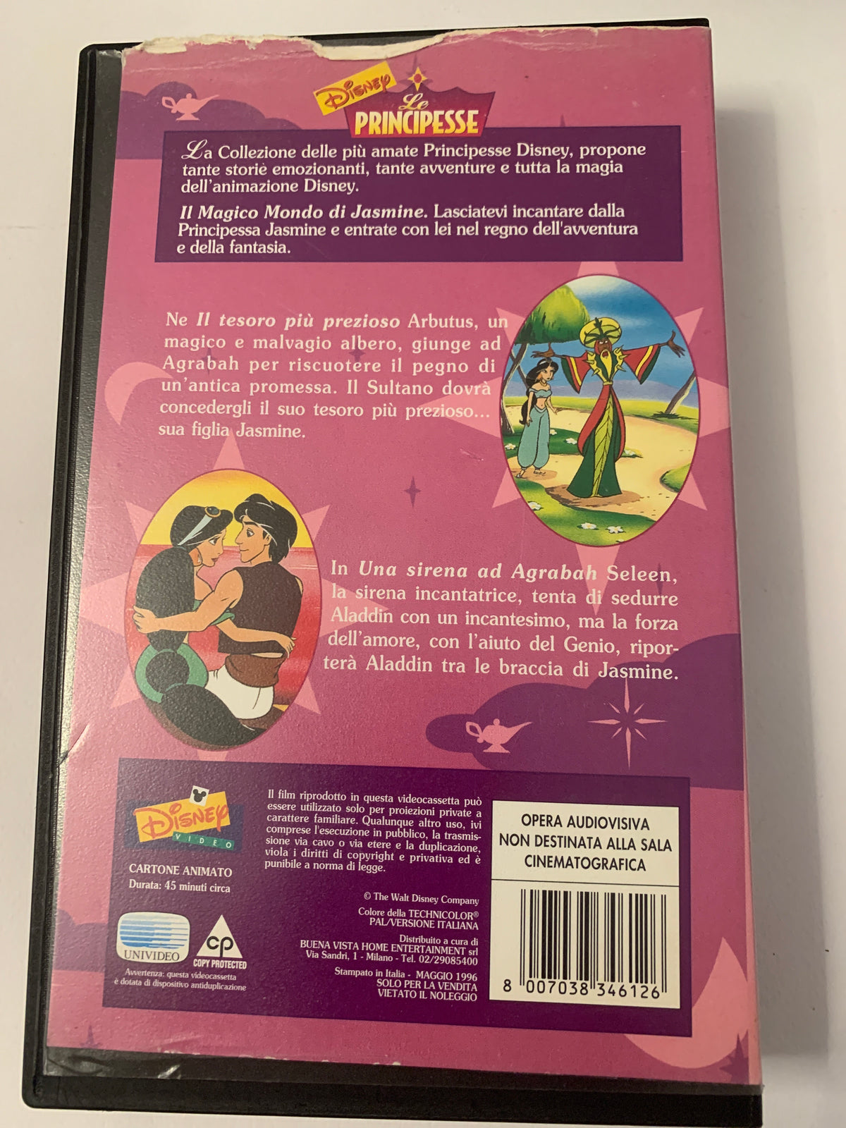 Lotto 2 VHS Disney Le Principesse - Il tesoro del Sultano (Jasmine) e Magia negli abissi (Ariel)