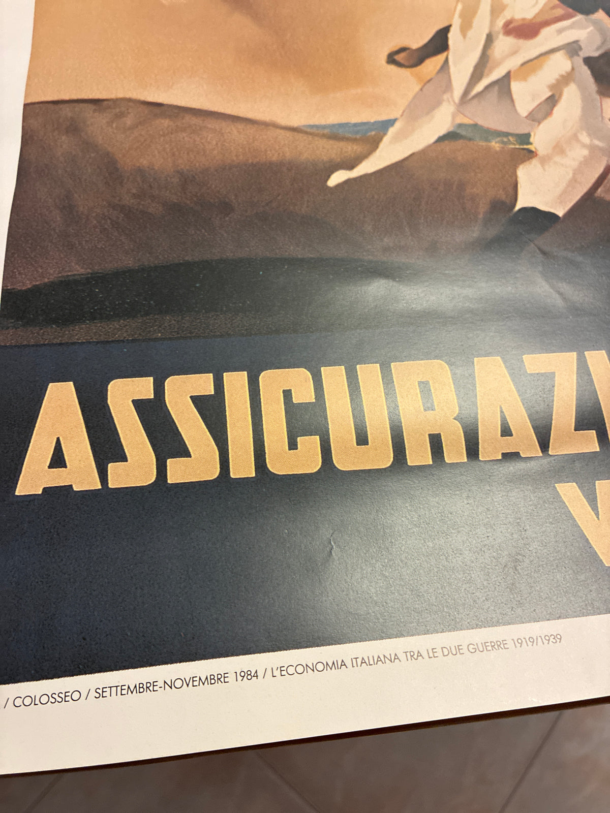 Manifesto mostra "L'economia italiana tra le due guerre" Colosseo Roma 1984 - Assicurazioni Generali Dudovich