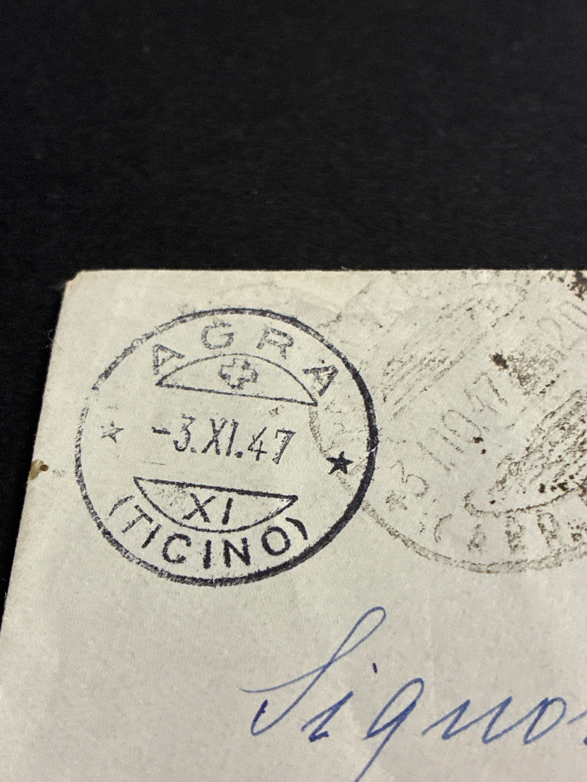 Busta 1947 da Agra Varese a Ancona Reindirizzata in Corso Mazzini Striscia di 3 Francobolli da 10 Lire Serie Democratica Storia Postale