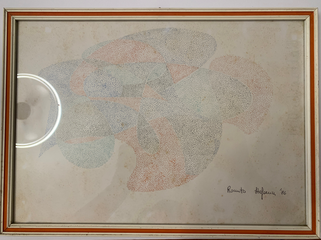 Composizione astratta puntinata (opera di Stefania Romito, 1976)