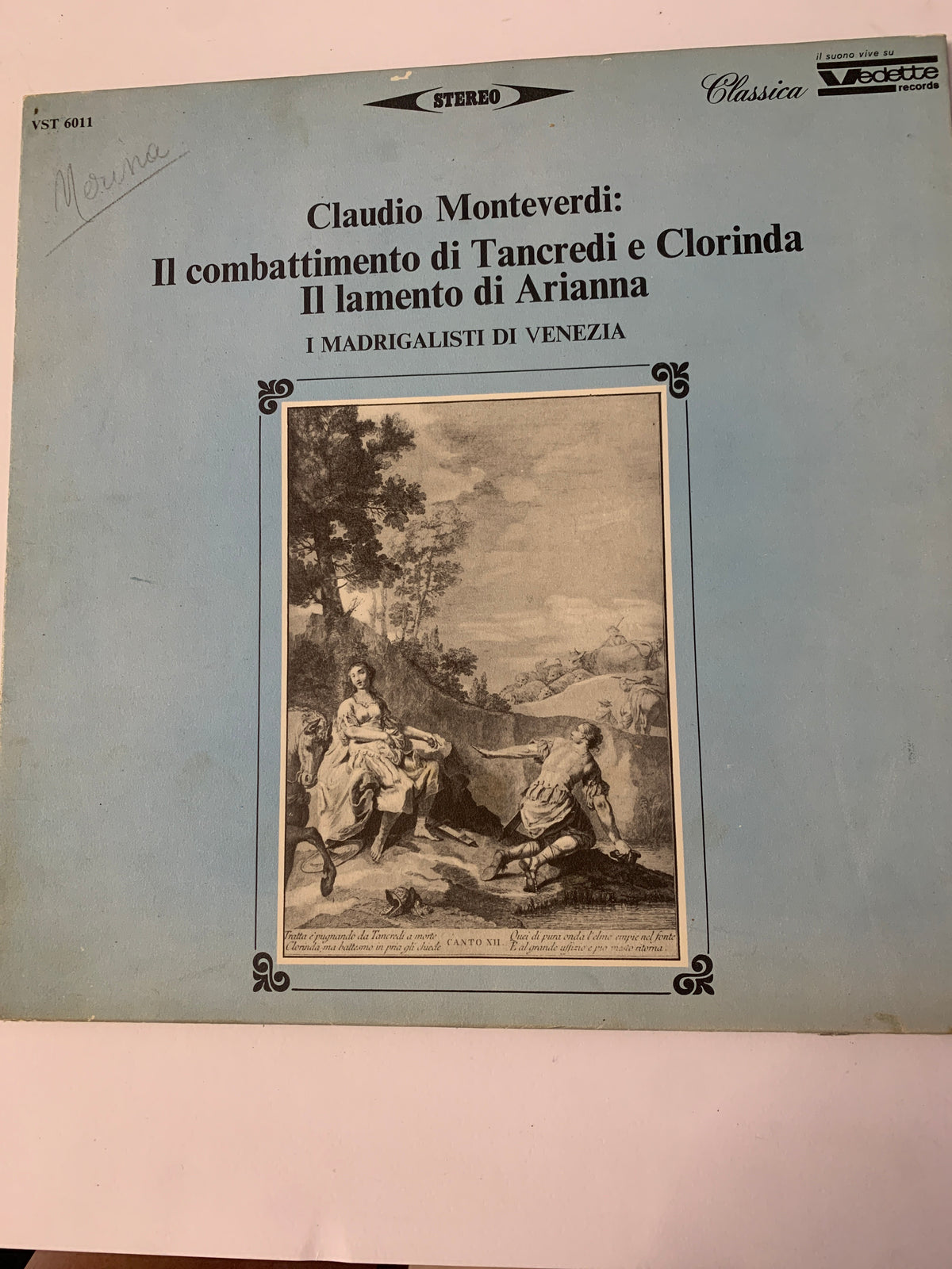 Claudio Monteverdi – Il combattimento di Tancredi e Clorinda / Il lamento di Arianna – LP Vinile Vedette Classica VST 6011