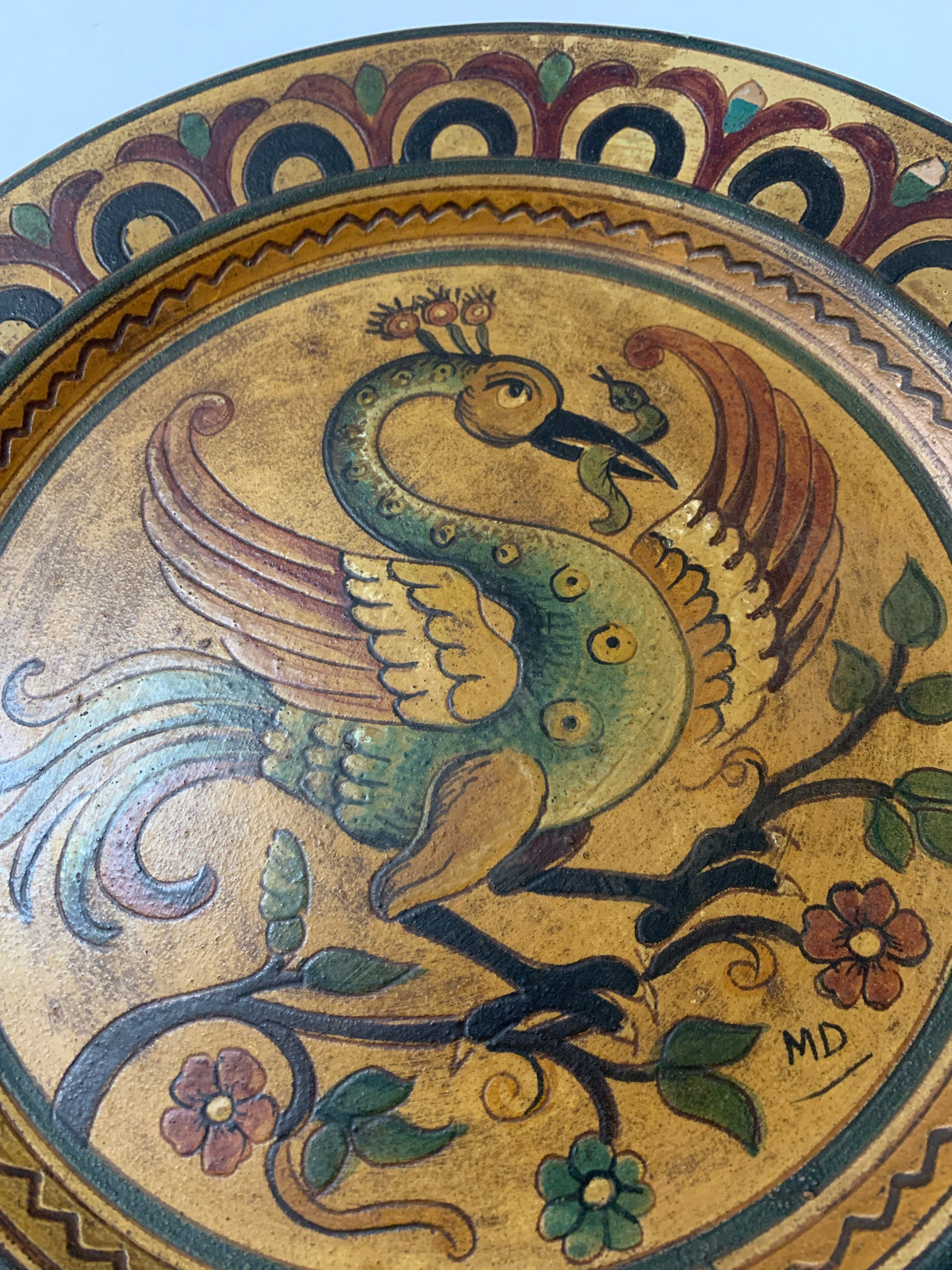 Piatto Ceramica Etruria Montopoli Dante Milani Terracotta Decorata a Mano Vintage