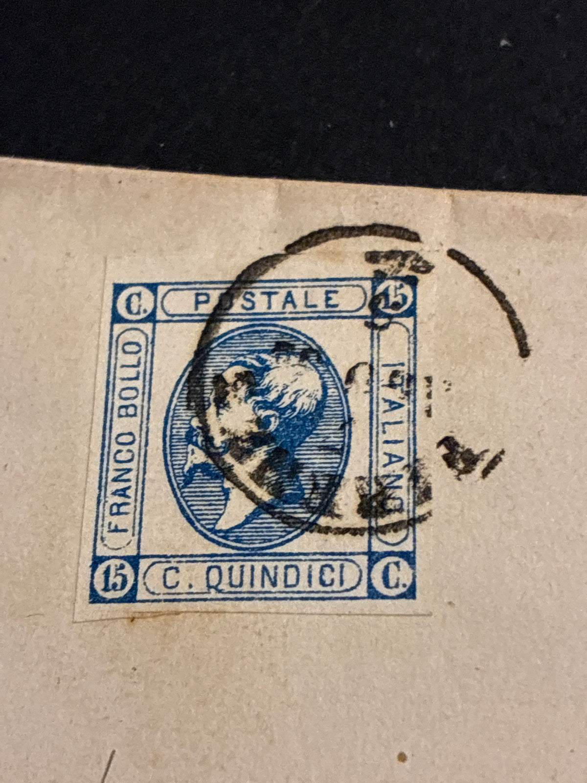 Lettera del Regno d'Italia (1863) con 15 c. del secondo tipo ex coll. Curzio Batini, con timbro dell'Ambulante Ferroviario Firenze-Livorno